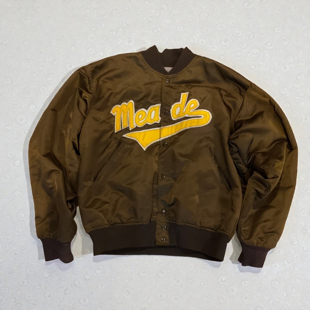 Vintage Felco Mead Baseball Jacket Mens Large Quilted Snap Varsity Retro